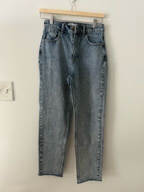 Zara High Rise Straight Jeans in Light Blue